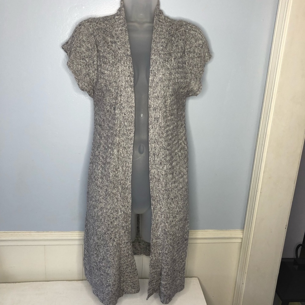 Maurices Sweater Womens Medium Gray Long Duster Cardigan Cableknit